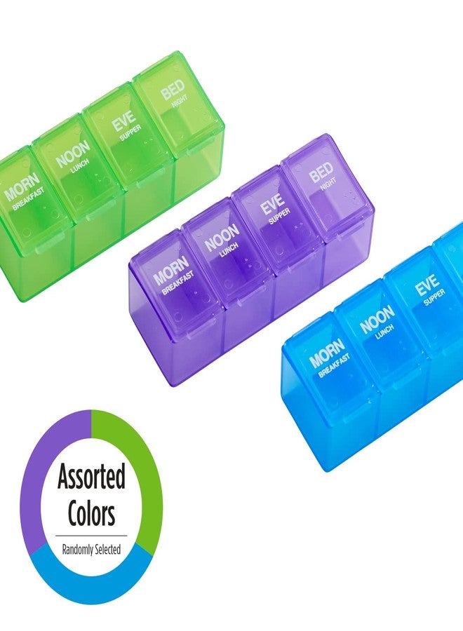 إيزي دوز علبة حبوب يومية سهلة الاستخدام، منظم أدوية، علبة تنظيم فيتامينات، 4 أقسام مُصنّفة، 4 مرات في اليوم، قد يختلف اللون، خالية من مادة BPA - Image 3